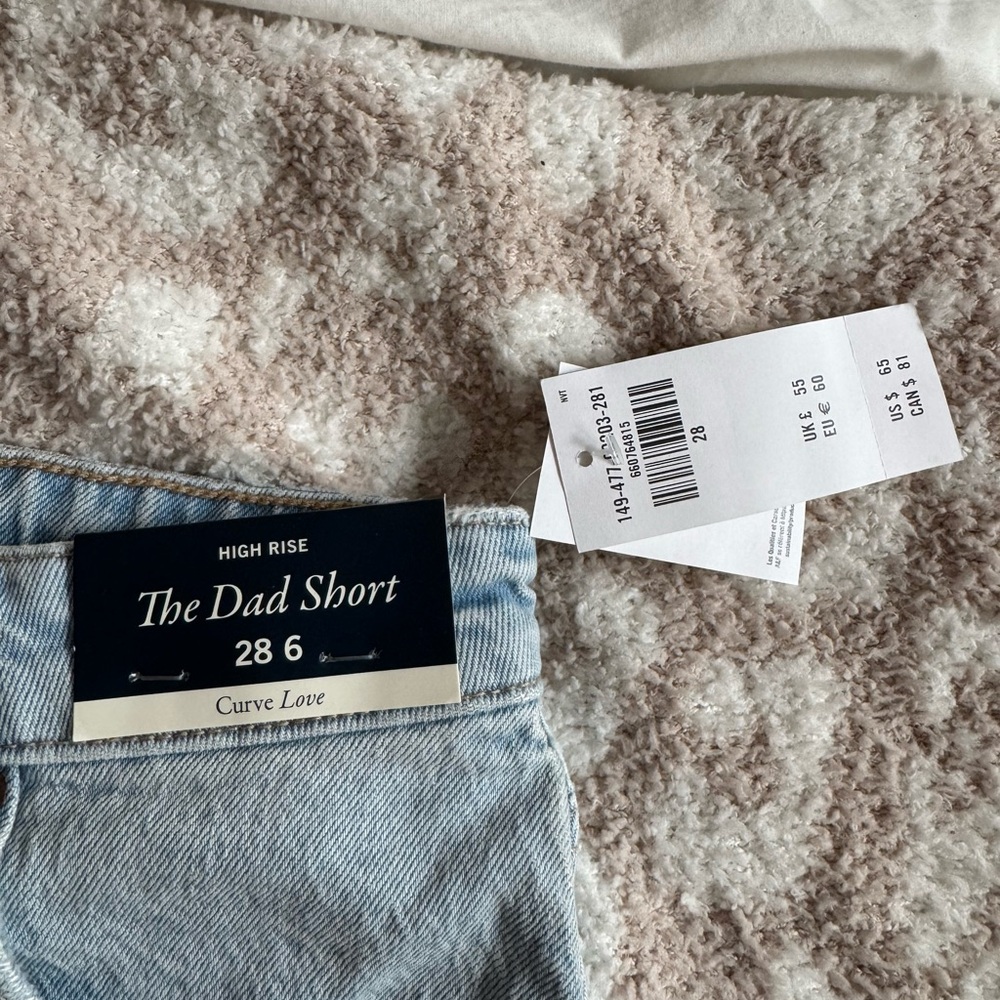 Abercrombie & Fitch The Dad Short Light Blue Frayed Hem Denim Shorts - Picture 3 of 5